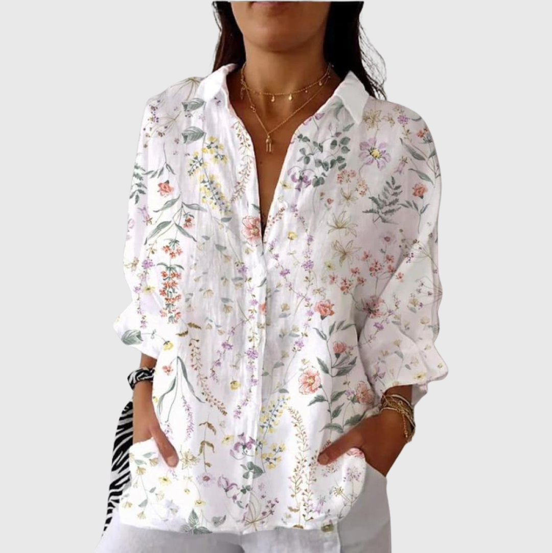 Heidrun | Weiße Bluse mit feinem Blümchendruck