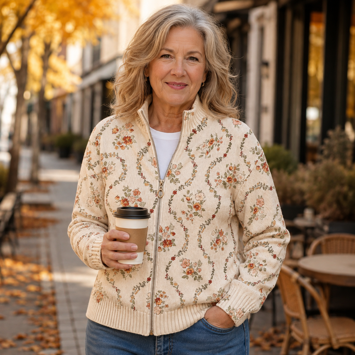 Hannelore | Cardigan mit zarten Blütenranken