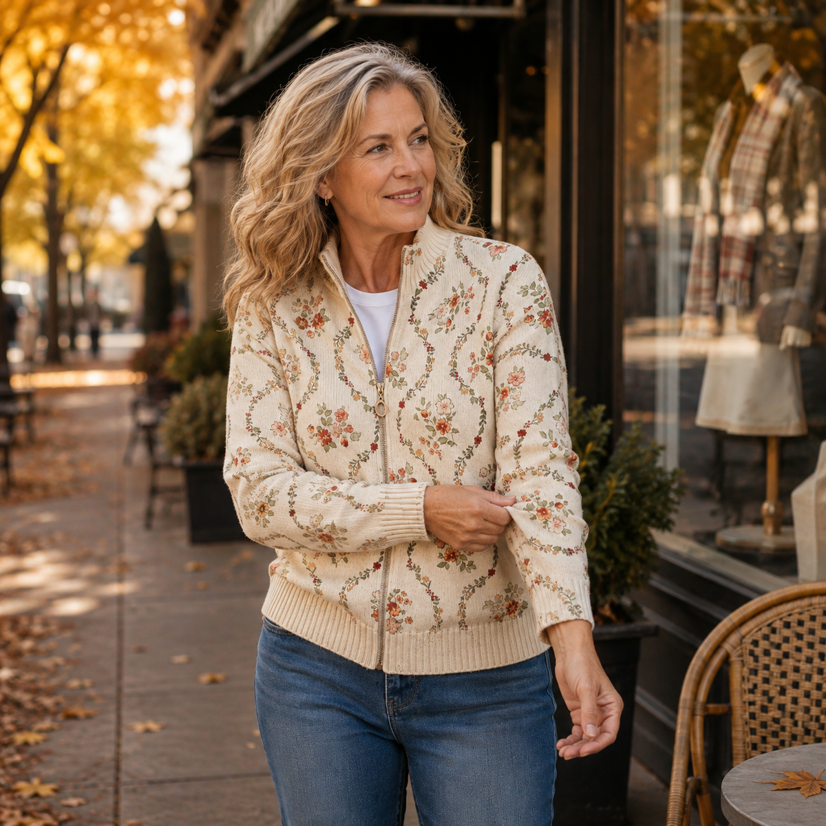 Hannelore | Cardigan mit zarten Blütenranken