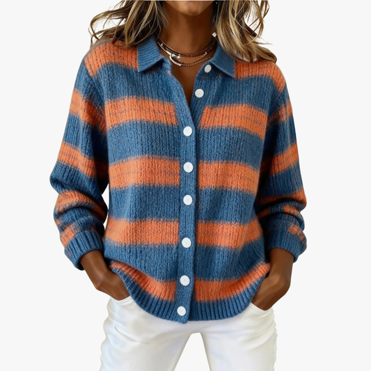 Marina | Gestreifte Hemdjacke in Blau und Orange