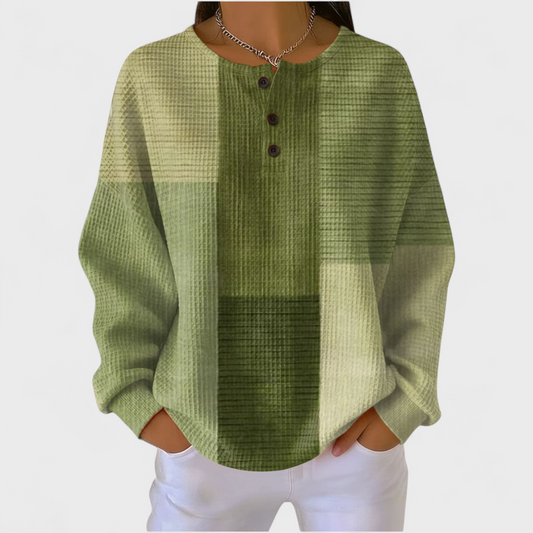 Nora | Olivgrüner Pullover im Colour-Block