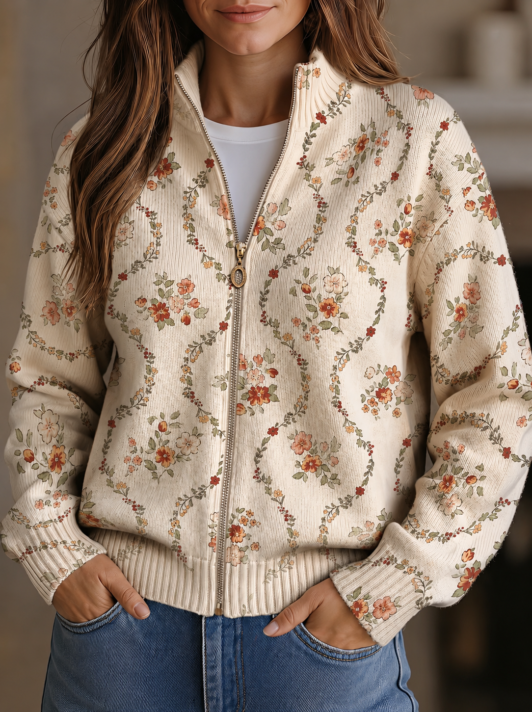 Hannelore | Cardigan mit zarten Blütenranken